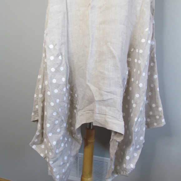 NWT Luca Vanucci 100% Linen Lagenlook Asymmetrical Hem Beige Dress Sz M - Picture 5 of 11